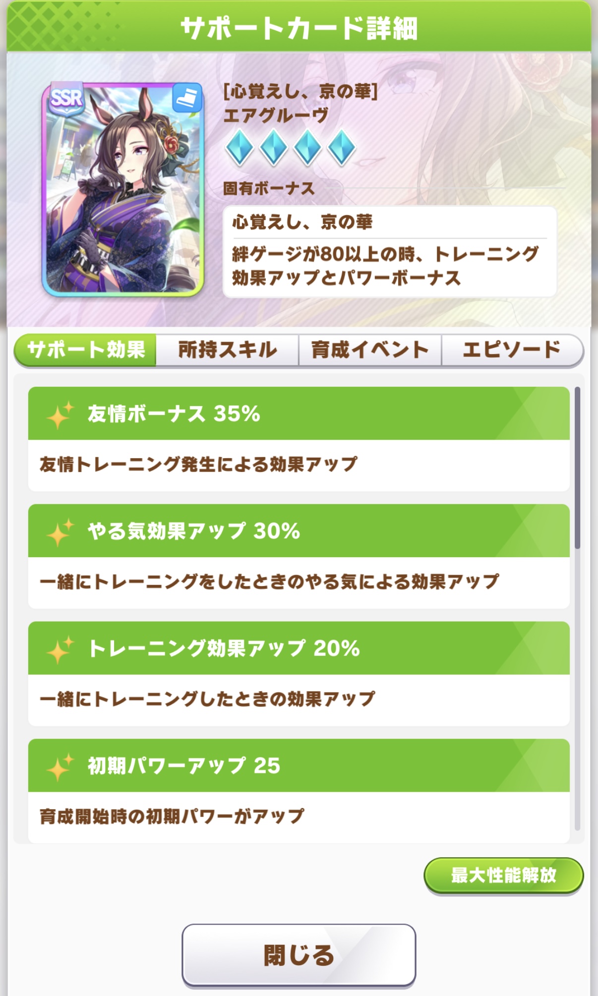 エアグルーヴ SSRサポートカード