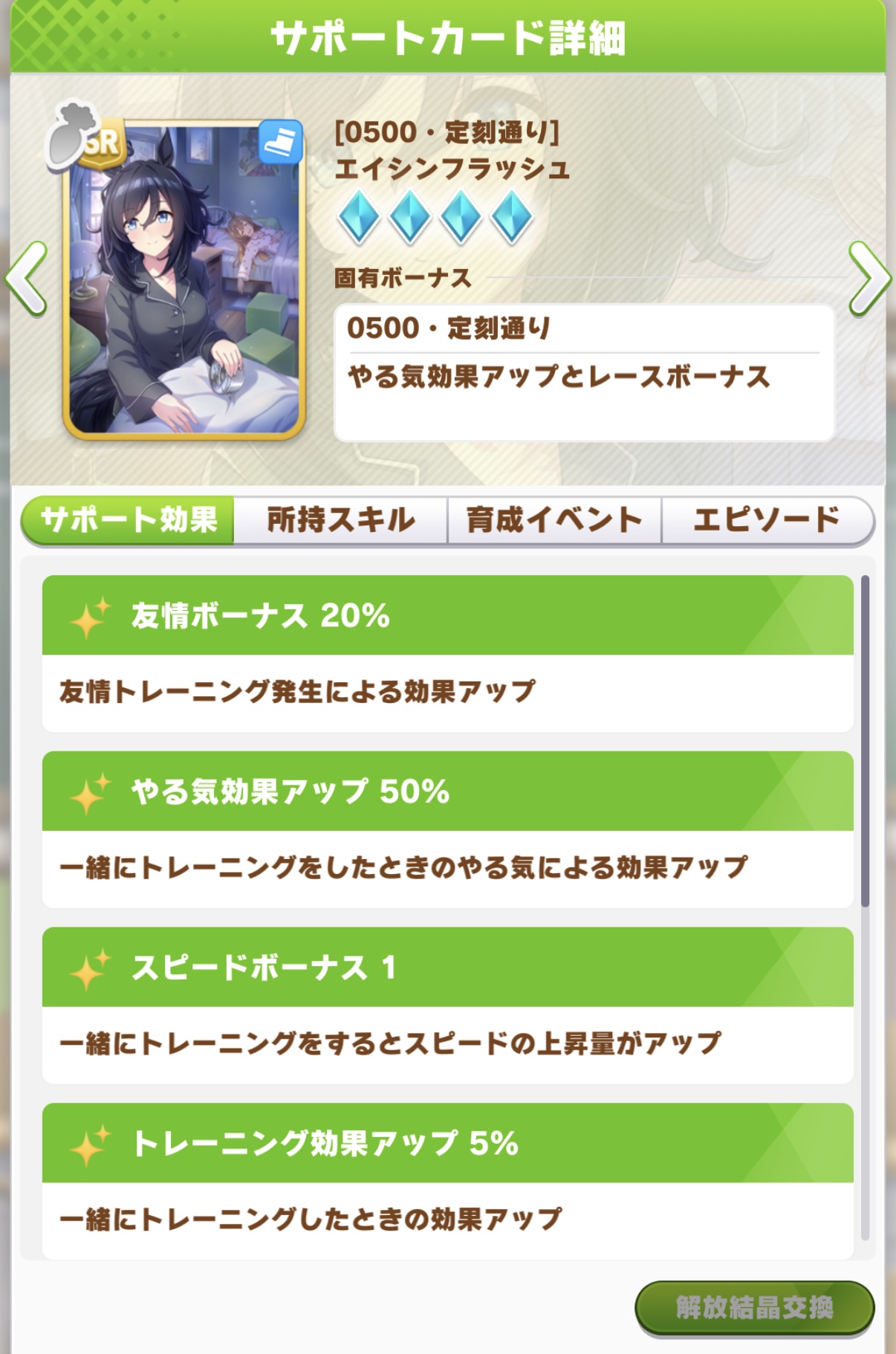 エイシンフラッシュ SR スピードサポートカード