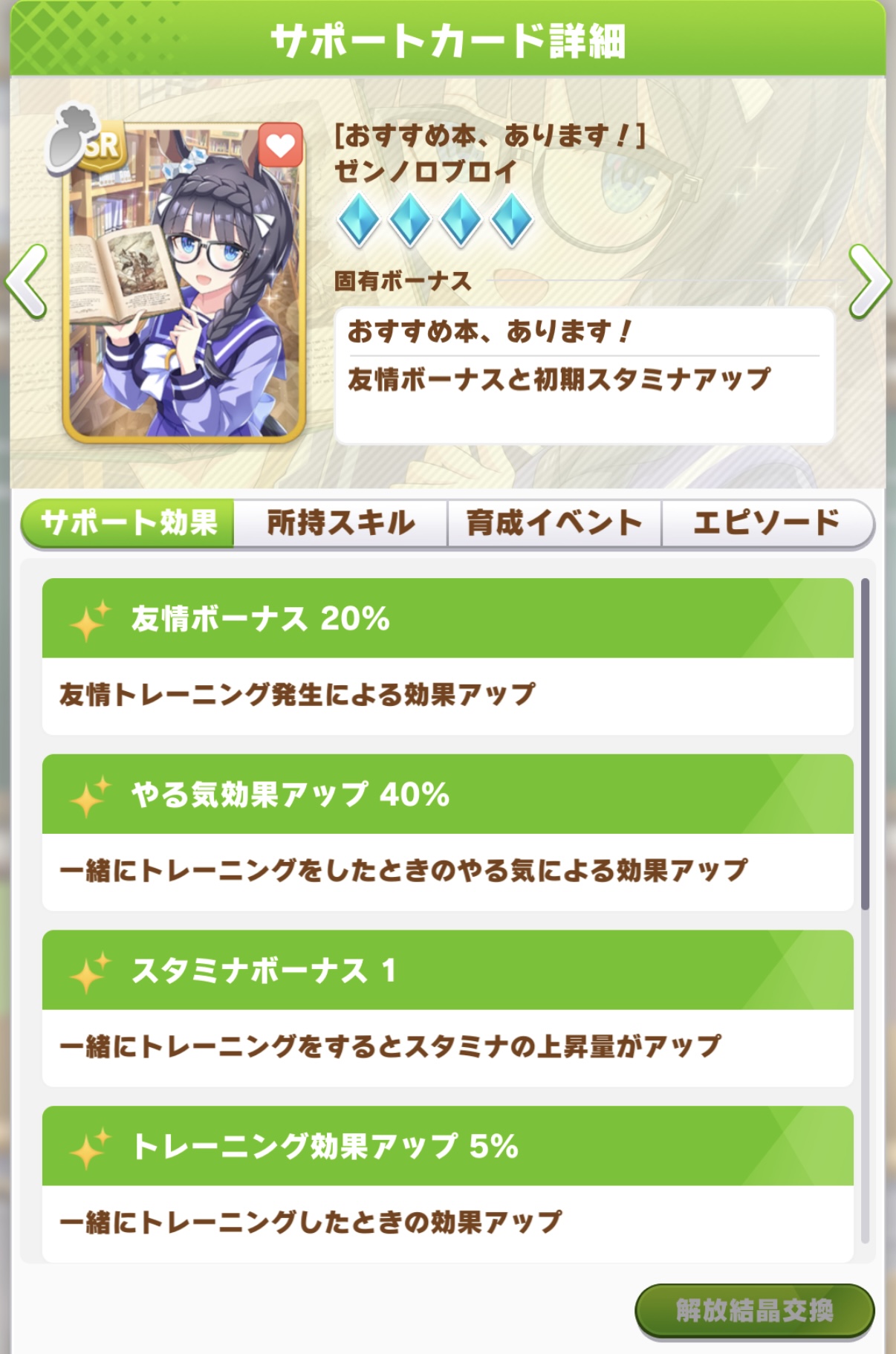 ゼンノロブロイ SR スタミナサポートカード