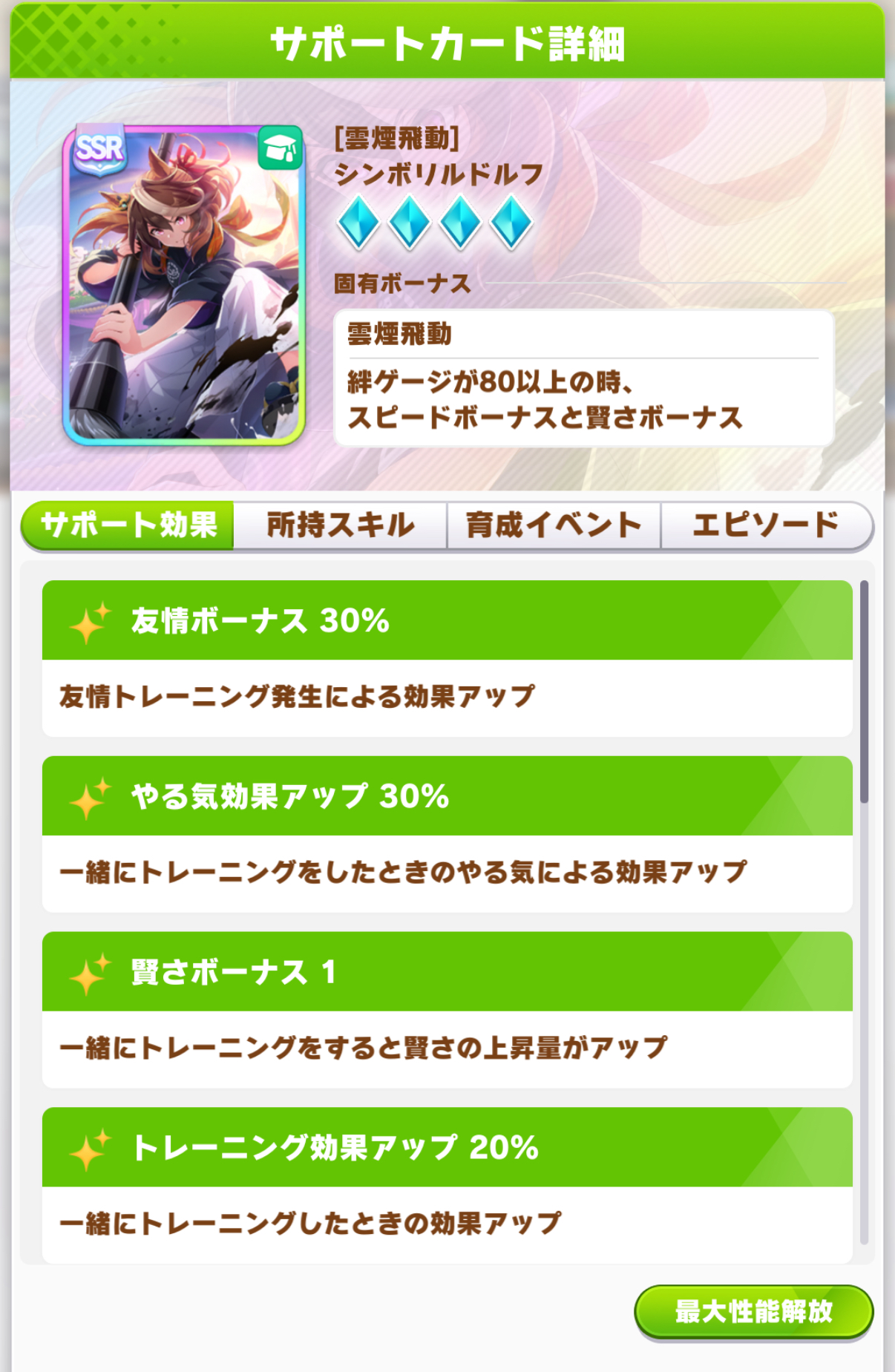 シンボリルドルフ SSR 賢さサポートカード